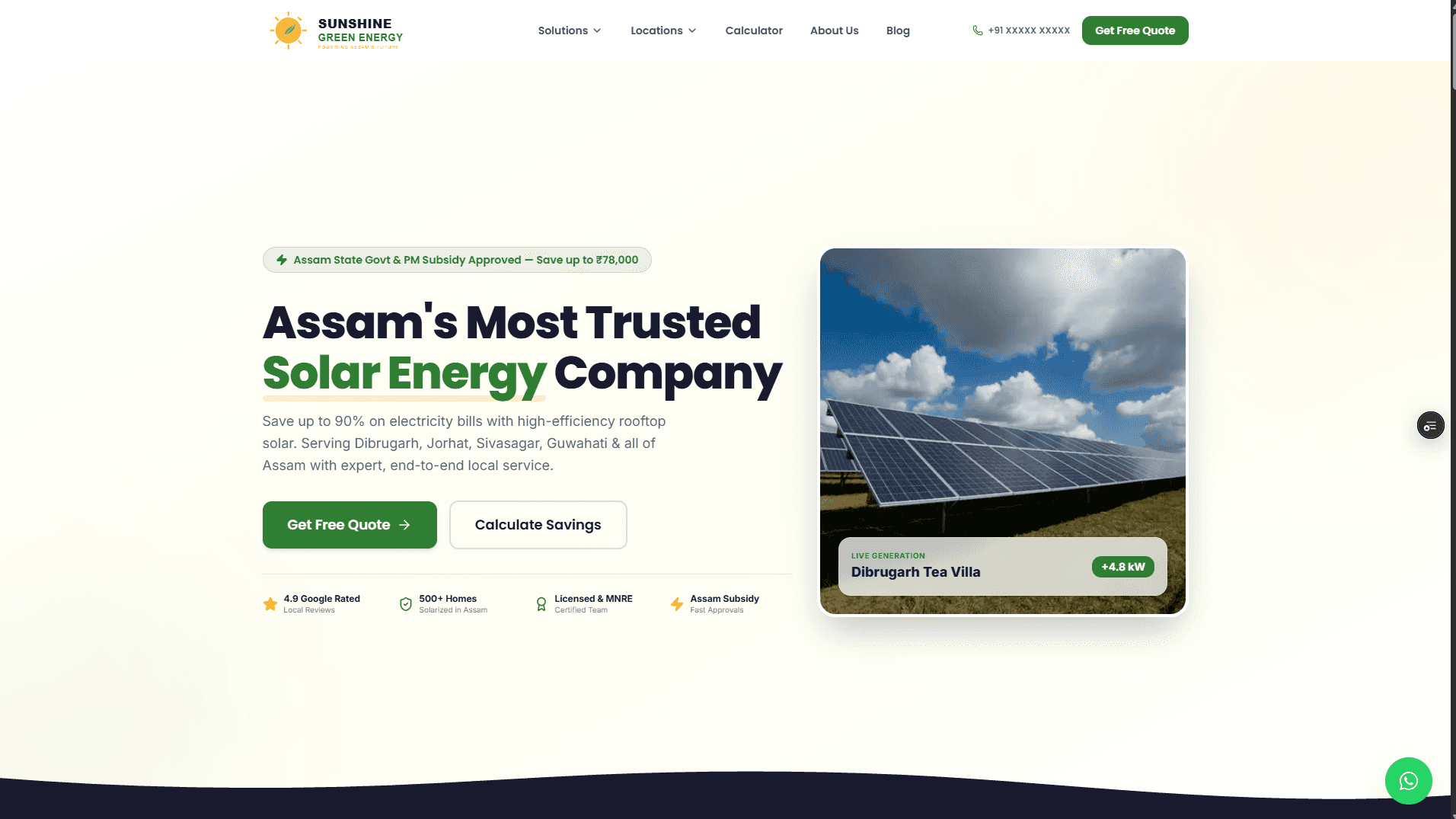 Sunshine Green Energy - Business Websites built by RSIO in Assam
